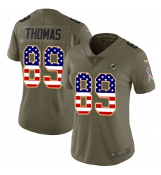 Women's Nike Miami Dolphins #89 Julius Thomas Limited Olive/USA Flag 2017 Salute to Service NFL Jersey