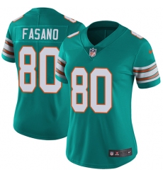 Women's Nike Miami Dolphins #80 Anthony Fasano Aqua Green Alternate Vapor Untouchable Limited Player NFL Jersey