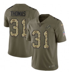Men's Nike Miami Dolphins #31 Michael Thomas Limited Olive/Camo 2017 Salute to Service NFL Jersey