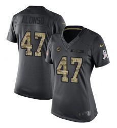 Women's Nike Miami Dolphins #47 Kiko Alonso Limited Black 2016 Salute to Service NFL Jersey