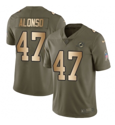 Youth Nike Miami Dolphins #47 Kiko Alonso Limited Olive/Gold 2017 Salute to Service NFL Jersey