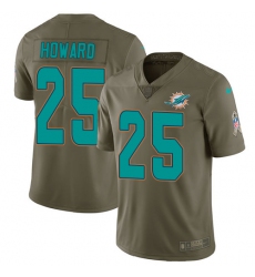 Men's Nike Miami Dolphins #25 Xavien Howard Limited Olive 2017 Salute to Service NFL Jersey