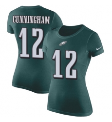 Women's Nike Philadelphia Eagles #12 Randall Cunningham Green Rush Pride Name & Number T-Shirt