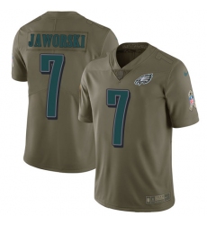 Men's Nike Philadelphia Eagles #7 Ron Jaworski Limited Olive 2017 Salute to Service NFL Jersey