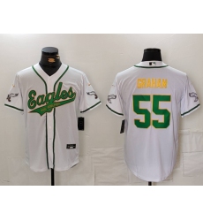 Men's Philadelphia Eagles #55 Brandon Graham White Gold Cool Base Stitched Baseball Jersey