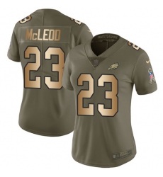 Women's Nike Philadelphia Eagles #23 Rodney McLeod Limited Olive/Gold 2017 Salute to Service NFL Jersey