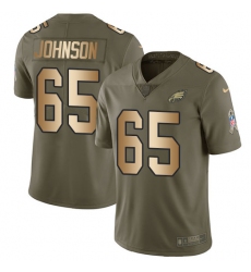 Youth Nike Philadelphia Eagles #65 Lane Johnson Limited Olive/Gold 2017 Salute to Service NFL Jersey