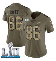 Women's Nike Philadelphia Eagles #86 Zach Ertz Limited Olive/Camo 2017 Salute to Service Super Bowl LII NFL Jersey