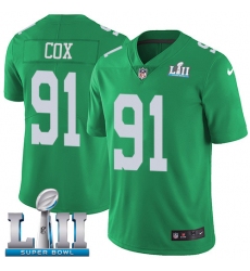 Men's Nike Philadelphia Eagles #91 Fletcher Cox Limited Green Rush Vapor Untouchable Super Bowl LII NFL Jersey