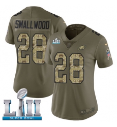 Women's Nike Philadelphia Eagles #28 Wendell Smallwood Limited Olive/Camo 2017 Salute to Service Super Bowl LII NFL Jersey