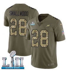 Youth Nike Philadelphia Eagles #28 Wendell Smallwood Limited Olive/Camo 2017 Salute to Service Super Bowl LII NFL Jersey