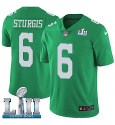 Men's Nike Philadelphia Eagles #6 Caleb Sturgis Limited Green Rush Vapor Untouchable Super Bowl LII NFL Jersey