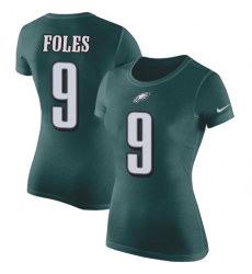 Women's Nike Philadelphia Eagles #9 Nick Foles Green Rush Pride Name & Number T-Shirt