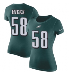 Women's Nike Philadelphia Eagles #58 Jordan Hicks Green Rush Pride Name & Number T-Shirt