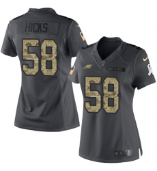 Women's Nike Philadelphia Eagles #58 Jordan Hicks Limited Black 2016 Salute to Service NFL Jersey