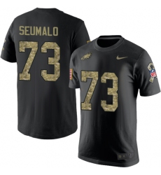 Nike Philadelphia Eagles #73 Isaac Seumalo Black Camo Salute to Service T-Shirt