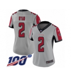 Women's Atlanta Falcons #2 Matt Ryan Limited Silver Inverted Legend 100th Season Football Jersey