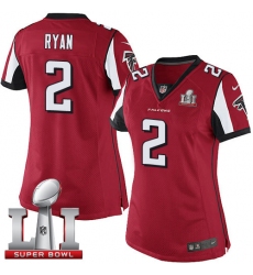 Women's Nike Atlanta Falcons #2 Matt Ryan Red Team Color Super Bowl LI 51 Vapor Untouchable Limited Player NFL Jersey