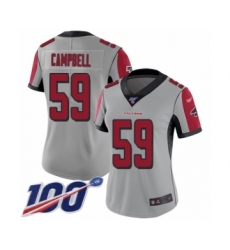 Women's Atlanta Falcons #59 De'Vondre Campbell Limited Silver Inverted Legend 100th Season Football Jersey