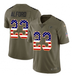 Men's Nike Atlanta Falcons #23 Robert Alford Limited Olive/USA Flag 2017 Salute to Service NFL Jersey
