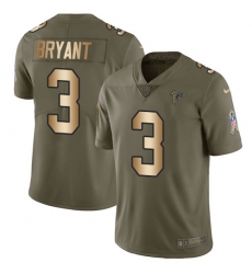 Men's Nike Atlanta Falcons #3 Matt Bryant Limited Olive/Gold 2017 Salute to Service NFL Jersey