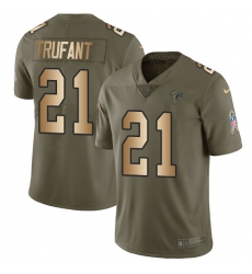 Youth Nike Atlanta Falcons #21 Desmond Trufant Limited Olive/Gold 2017 Salute to Service NFL Jersey