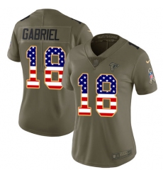 Women's Nike Atlanta Falcons #18 Taylor Gabriel Limited Olive/USA Flag 2017 Salute to Service NFL Jersey