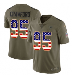 Men's Nike Atlanta Falcons #95 Jack Crawford Limited Olive/USA Flag 2017 Salute to Service NFL Jersey