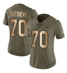 Women's Nike Atlanta Falcons #70 Jake Matthews Limited Olive/Gold 2017 Salute to Service NFL Jersey