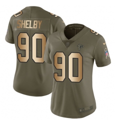 Women's Nike Atlanta Falcons #90 Derrick Shelby Limited Olive/Gold 2017 Salute to Service NFL Jersey