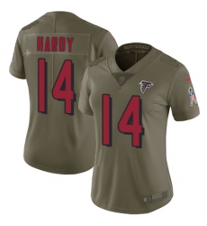 Women's Nike Atlanta Falcons #14 Justin Hardy Limited Olive 2017 Salute to Service NFL Jersey