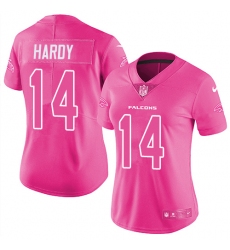 Women's Nike Atlanta Falcons #14 Justin Hardy Limited Pink Rush Fashion NFL Jersey