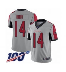 Youth Atlanta Falcons #14 Justin Hardy Limited Silver Inverted Legend 100th Season Football Jersey