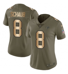 Women's Nike Atlanta Falcons #8 Matt Schaub Limited Olive/Gold 2017 Salute to Service NFL Jersey