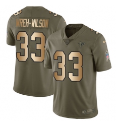 Men's Nike Atlanta Falcons #33 Blidi Wreh-Wilson Limited Olive/Gold 2017 Salute to Service NFL Jersey