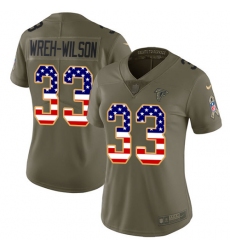 Women's Nike Atlanta Falcons #33 Blidi Wreh-Wilson Limited Olive/USA Flag 2017 Salute to Service NFL Jersey