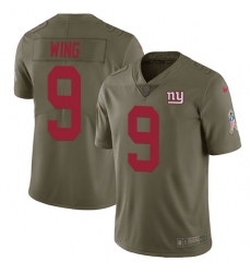 Men's Nike New York Giants #9 Brad Wing Limited Olive 2017 Salute to Service NFL Jersey