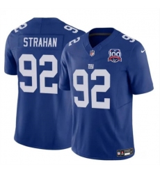 Men's New York Giants #92 Michael Strahan Blue 2024 F.U.S.E. 100TH Season Vapor Untouchable Limited Stitched Jersey