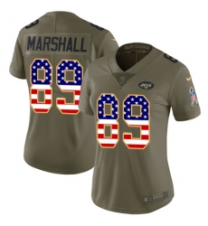 Women's Nike New York Jets #89 Jalin Marshall Limited Olive/USA Flag 2017 Salute to Service NFL Jersey