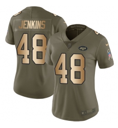 Women's Nike New York Jets #48 Jordan Jenkins Limited Olive/Gold 2017 Salute to Service NFL Jersey