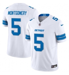 Men's Detroit Lions #5 David Montgomery White 2024 F.U.S.E. Vapor Limited Stitched Jersey