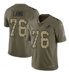 Men's Nike Detroit Lions #76 T.J. Lang Limited Olive/Camo Salute to Service NFL Jersey