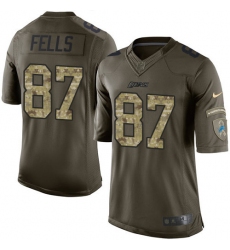 Men's Nike Detroit Lions #87 Darren Fells Elite Green Salute to Service NFL Jersey