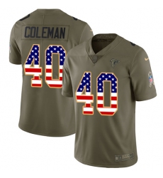 Men's Nike Atlanta Falcons #40 Derrick Coleman Limited Olive/USA Flag 2017 Salute to Service NFL Jersey