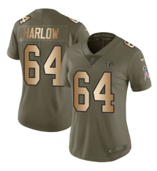Women's Nike Atlanta Falcons #64 Sean Harlow Limited Olive/Gold 2017 Salute to Service NFL Jersey