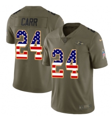 Men's Nike Baltimore Ravens #24 Brandon Carr Limited Olive/USA Flag Salute to Service NFL Jersey