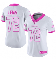 Women's Nike Baltimore Ravens #72 Alex Lewis Limited White/Pink Rush Fashion NFL Jersey