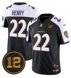 Men's Baltimore Ravens #22 Derrick Henry Black Alternate 2025 F.U.S.E Jacoby Jones Vapor Limited Football Jersey