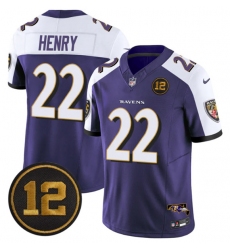 Men's Baltimore Ravens #22 Derrick Henry Purple Alternate 2025 F.U.S.E Jacoby Jones Vapor Limited Football Jersey