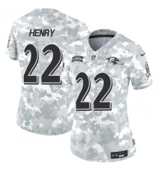 Women's Baltimore Ravens #22 Derrick Henry 2024 F.U.S.E Arctic Camo Salute To Service Limited Stitched Football Jersey(Run Small)